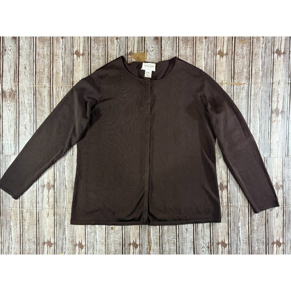 OSCAR DE LA RENTA  Knit Cardigan Sweater size 1X color Chocolate Brown